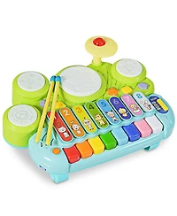 Gymax 3-in-1 Drum Xylophone Piano Keyboard Set Electronic Musical Instrument Toy