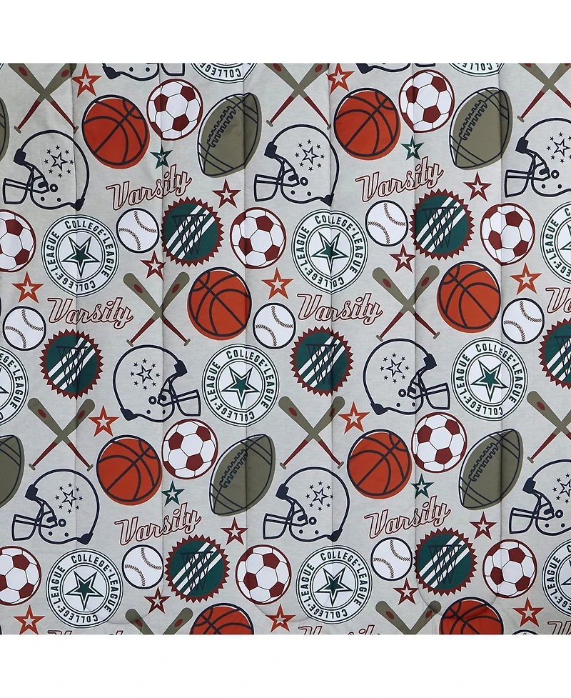 Alex + Bella League Sports Gray -Piece Microfiber Comforter Set