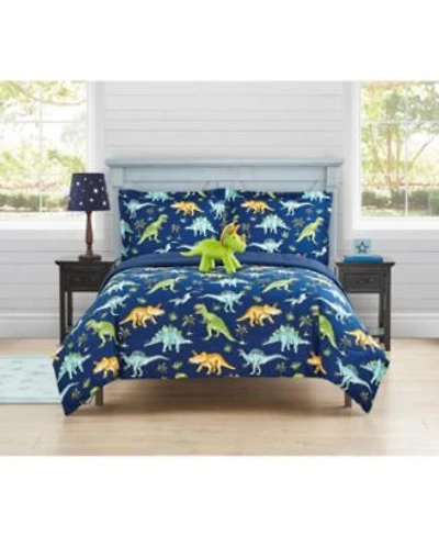 Alex Bella Watercolor Dinosaur Navy 3 Piece Microfiber Comforter Set