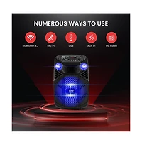 Pyle 8” Bluetooth Portable Pa Speaker with Party Lights, MP3/Usb/Fm Radio & Rechargeable Battery