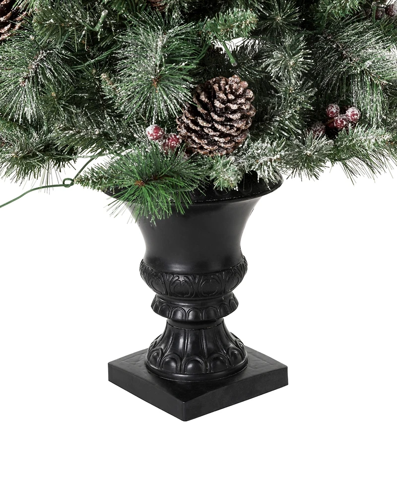 Glitzhome Pre-Lit Flocked Pine Artificial Christmas Porch Tree