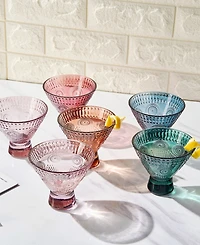 The Wine Savant Art Deco Vintage Colored Stemless Martini Glasses, Set of 6