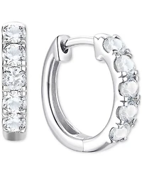 Lab Grown Ruby Five Stone Small Hoop Earrings (5/8 ct. t.w.) 10k Gold, 0.5" (Also available Citrine, Blue Topaz, Amethyst, Peridot, Sapphire, Em