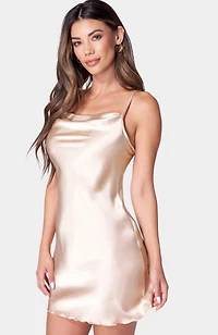 Bebe Women's Satin Bias Mini Dress