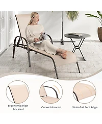 Sugift Adjustable Patio Chaise Folding Lounge Chair with Backrest-Brown