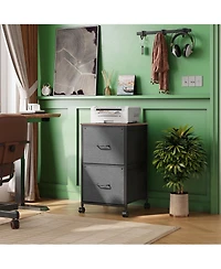 2 Drawer Mobile File Cabinet, Rolling Printer Stand, Fabric Vertical Filing Cabinet fits A4 or Letter Size for Home Office