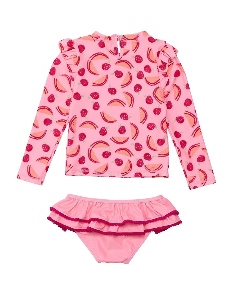 Snapper Rock Girls Berry Sweet Ls Ruffle Set