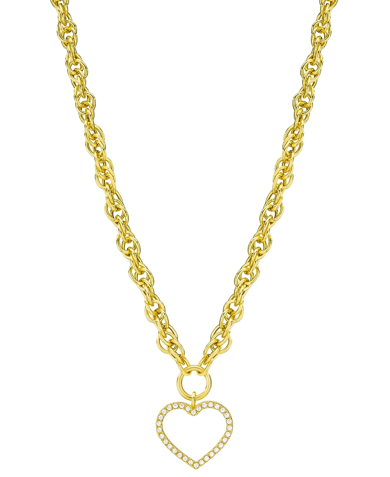 Diamond Open Heart Necklace (1/4 ct. t.w.) in 14k Gold-Plated Sterling Silver