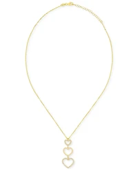 Diamond Graduated Open Heart Pendant Necklace (1/3 ct. t.w.) in 14k Gold-Plated Sterling Silver, 18"+2" extender