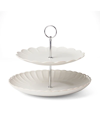 Lenox French Perle Scallop 2-Tiered Server