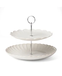 Lenox French Perle Scallop 2-Tiered Server