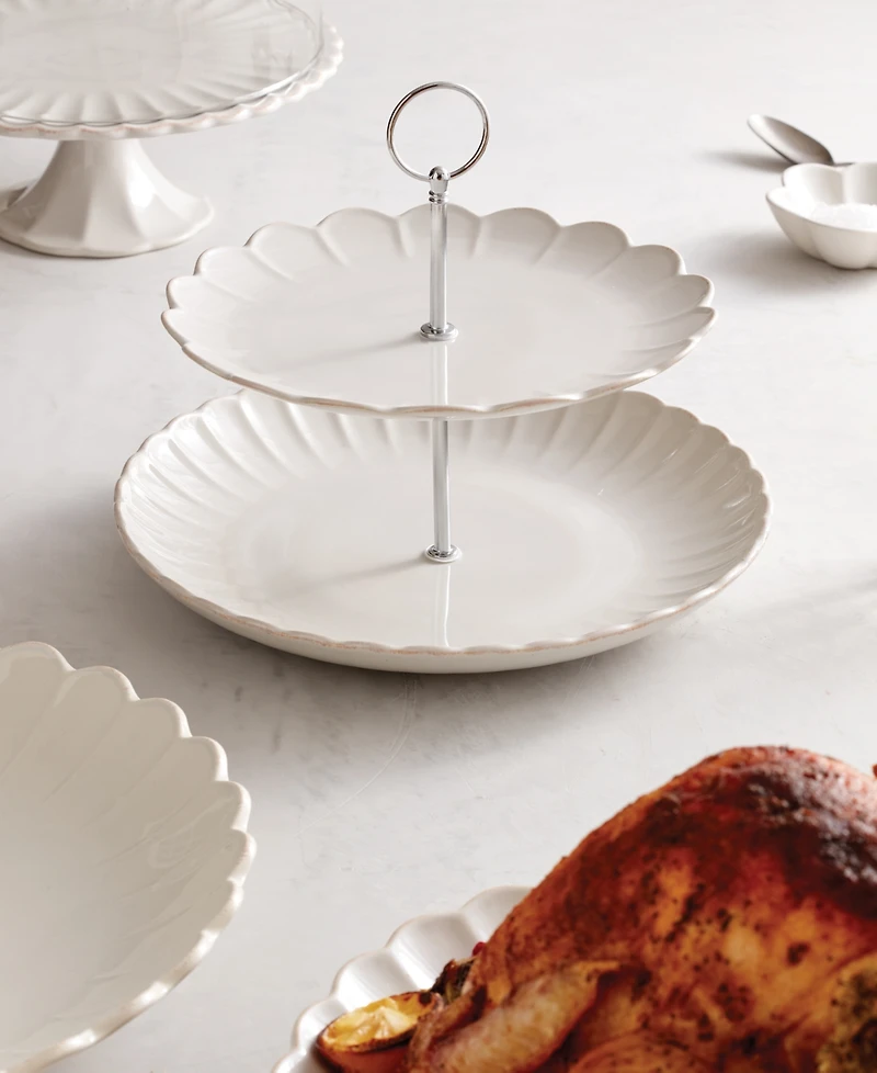 Lenox French Perle Scallop 2-Tiered Server