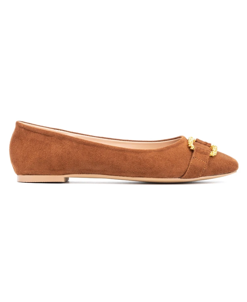 New York & Company Women's Niara- Flats With Gold Hardware Accent