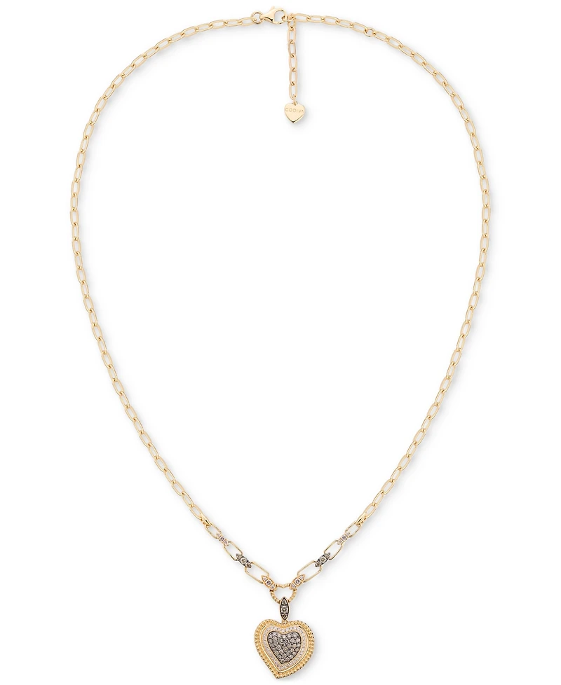 Godiva x Le Vian Diamond Heart Pendant Necklace (3/4 ct. t.w.) in 14k Yellow Gold, 17" + 2" extender