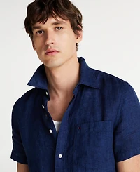 Tommy Hilfiger Men's Short-Sleeve Pigment-Dyed Linen Button-Front Shirt
