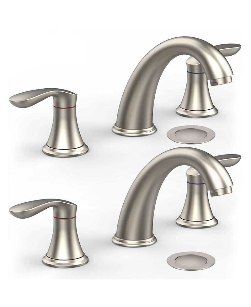 gaomon Bathroom Sink Faucet, Faucet for Bathroom Sink, Widespread Brushed Nickel Bathroom Faucet 3 Hole (Brushed Nickel 2 Packs)