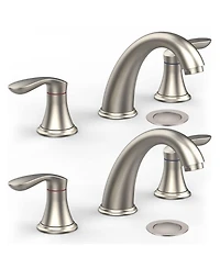 gaomon Bathroom Sink Faucet, Faucet for Bathroom Sink, Widespread Brushed Nickel Bathroom Faucet 3 Hole (Brushed Nickel 2 Packs)