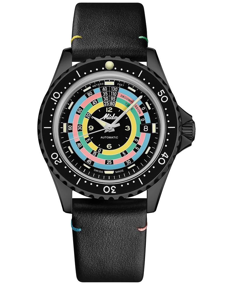 Mido Men's Swiss Automatic Ocean Star Decompression Timer 1961 Black Pvd Stainless Steel Mesh Bracelet Watch 41mm