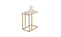 Marble Top C-Side Table – Compact Accent Table for Couch, Bed, or Small Apartment Decor