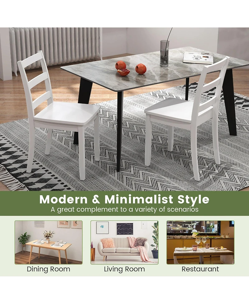 Gymax Dining Chairs Set of 2 Wood Dining Room Kitchen Side Chairs for Living Room