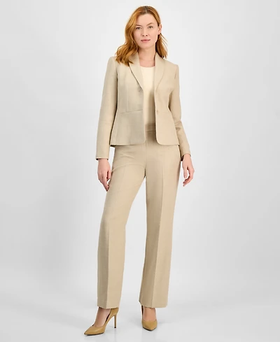 Le Suit Women's Two-Button Shawl Collar Jacket & Side-Zip Pants, Regular Petite