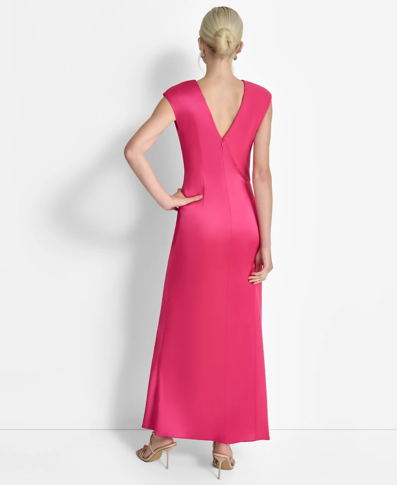 Dkny Women's Side-Ruched Cut-Out Cap-Sleeve Gown