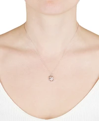 Cubic Zirconia Openwork Compass Pendant Necklace, 16" + 2" extender