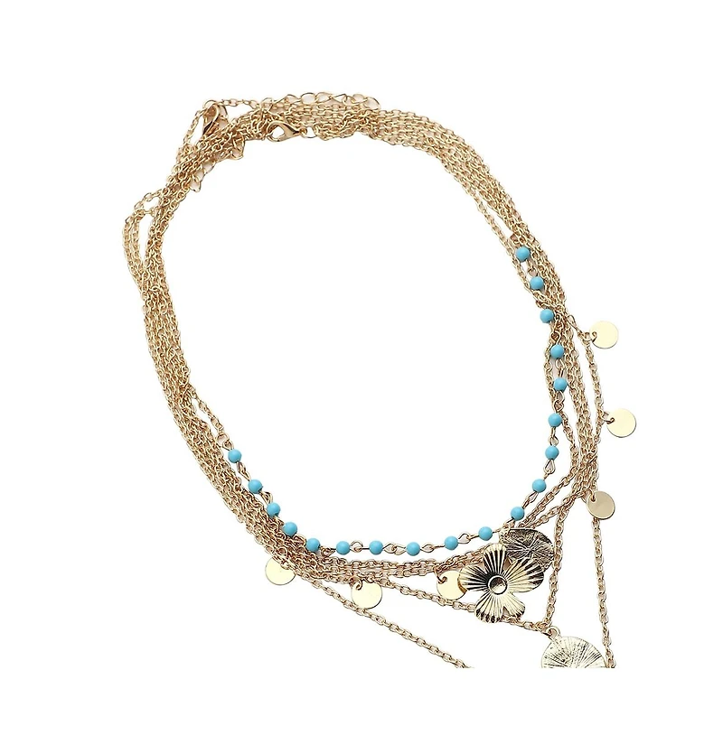 Sohi Women's Textured Multi-Layer Necklace