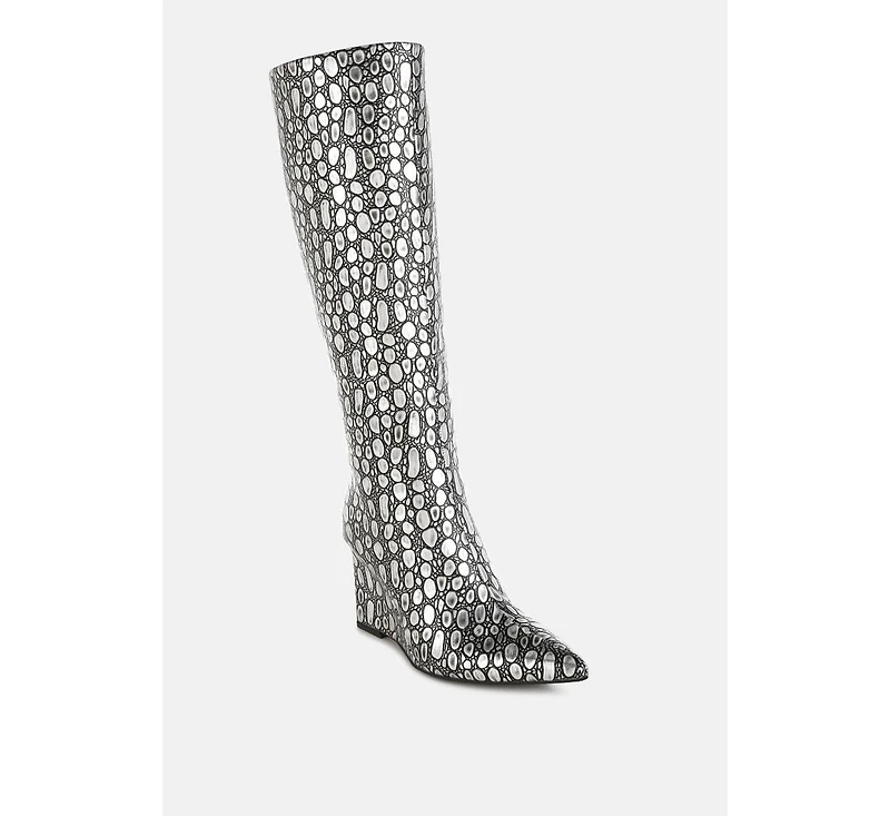 Bar Zone Tear Shaped Faux Leather Boots