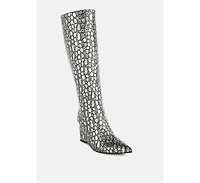 Bar Zone Tear Shaped Faux Leather Boots