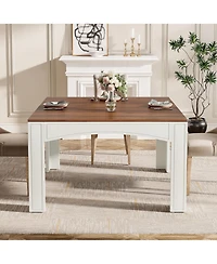 Tribesigns Square Dining Table for 4, 39.4-Inch Farmhouse Wood Kitchen Table Dinner Table for Dining Room, Small Space