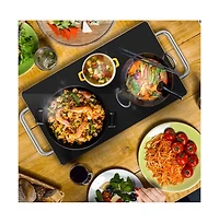 NutriChef Electric Warming Tray with Non-Stick Heat-Resistant Glass Plate, 19.8" x 11.9" Heating Surface - PKWTR45