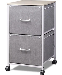 2 Drawer Mobile File Cabinet, Rolling Printer Stand, Fabric Vertical Filing Cabinet fits A4 or Letter Size for Home Office, Light Grey