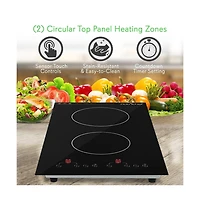 NutriChef Dual Induction Cooktop with Digital Display and Adjustable Temperature, Compact Double Burner - PKSTIND52