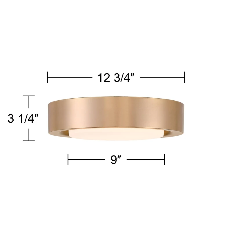 360 Lighting Jayson 12 3/4" Modern Flush-Mount Ceiling Light Fixture Kitchen Foyer Round Led Satin Bronze Finish White Glass