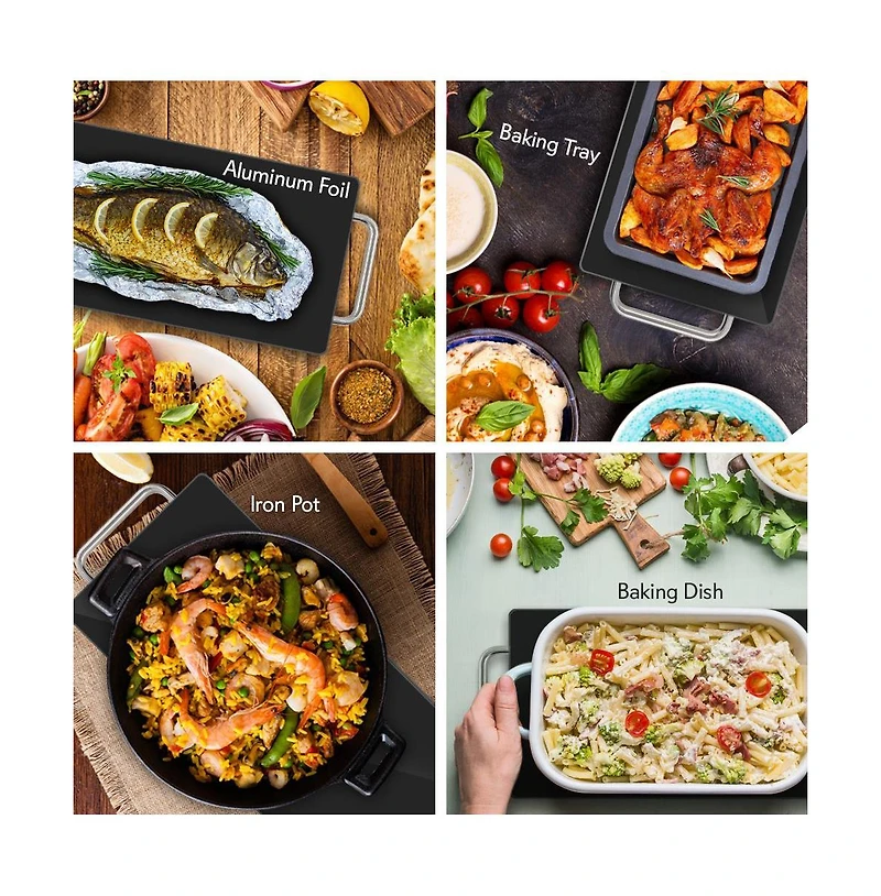 NutriChef Electric Warming Tray with Non-Stick, Heat-Resistant Glass Plate, 22.4" x 6.7" Heating Surface - PKWTR40