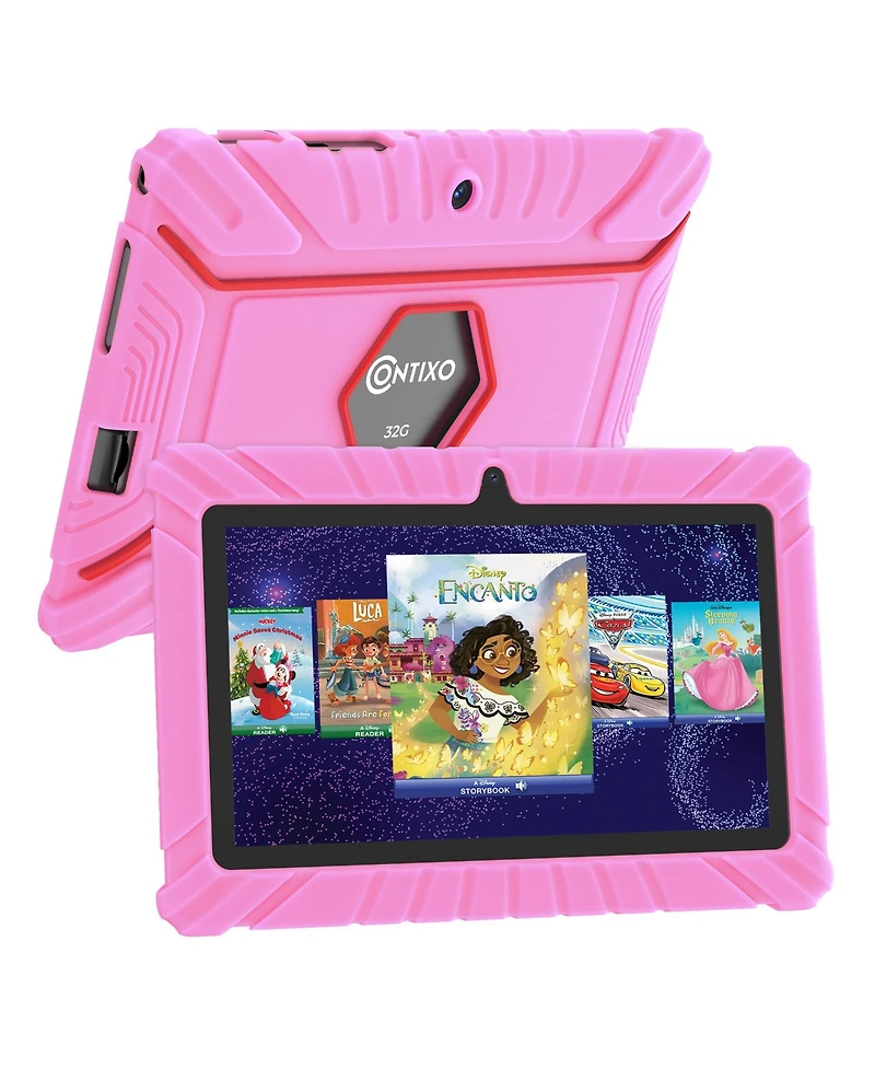 Contixo 7" V8-2 Kids Android 11 Bluetooth Wi-Fi Pro Hd Tablet 32GB Featuring 50 Disney eBooks with 2MP Dual Camera Toddler Child Proof Case