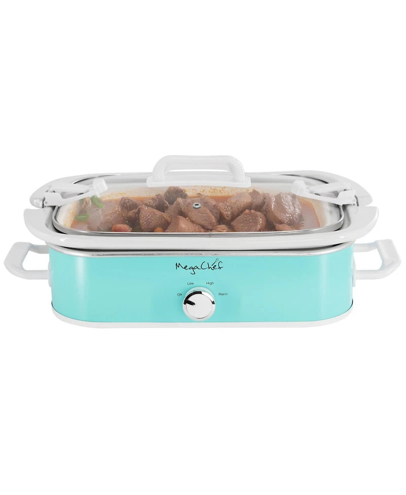 MegaChef 3.5 Quart Casserole Slow Cooker with 3 Temperature Settings in Turquoise