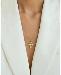 Sterling Silver 18k Gold Plated Victoria Cross Pearl Necklace – Trending for Summer, Faith-Inspired Jewelry