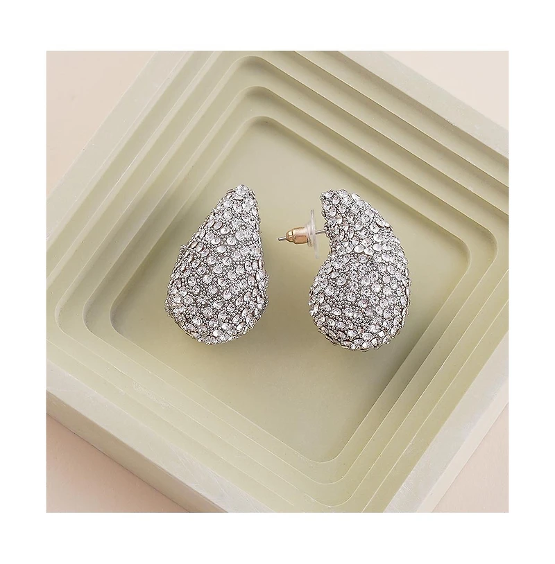Sohi Women's The Medium Cristal Teardrop Stud Earrings