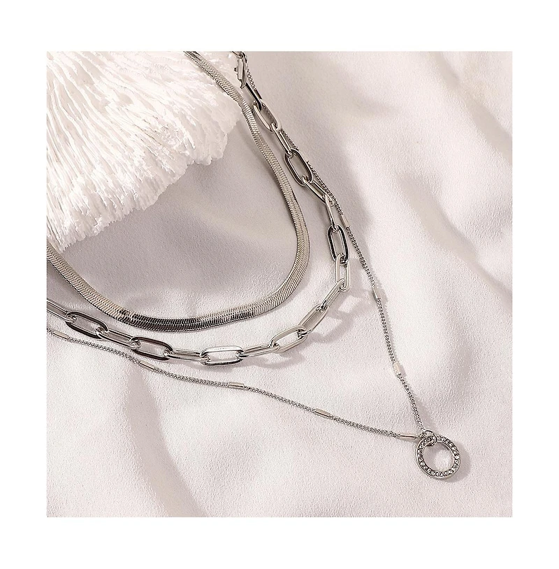 Sohi Women's The Halo Snakechain Multi-Layer Necklace