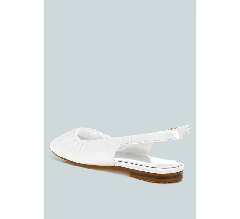 Cheeni Satin Square Toe Flat Slingbacks