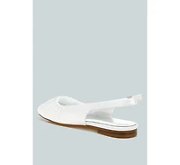 Cheeni Satin Square Toe Flat Slingbacks