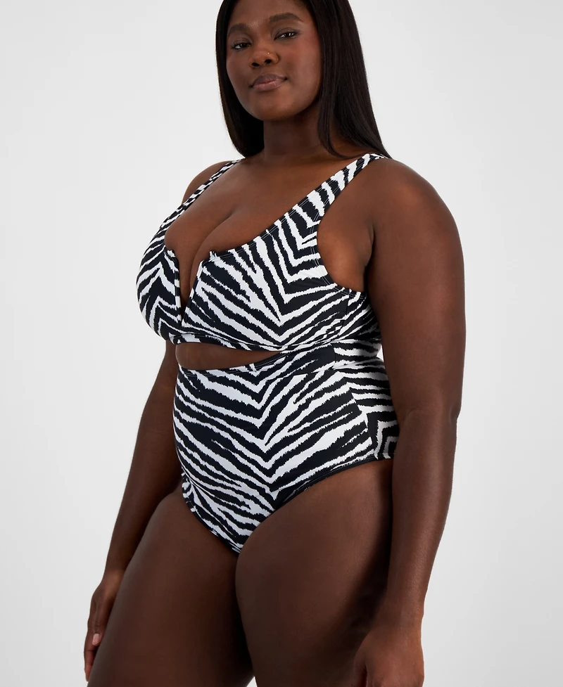Salt + Cove Trendy Plus Zebra Cutout One-Piece Swimsuit, Created for Macy's