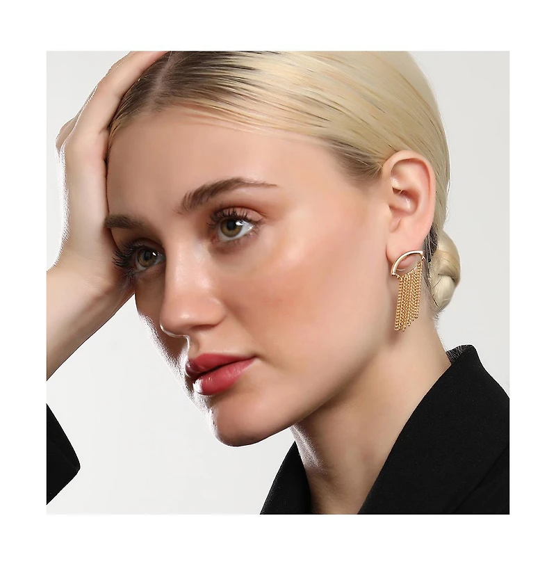 Sohi Women's The Hanging Chain Bar Drop Earrings