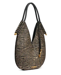 Donna Karan New York Baldwin Mini Metallic Croc Shoulder with Leather Wrapped Handle