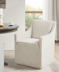 Madison Park Charlotte 24.5"W Skirted Dining Arm Chair with Casters