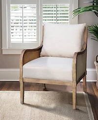 Martha Stewart Collection 28" Wood Morgan Wide Cane Accent Chair with Removable Back Cushion