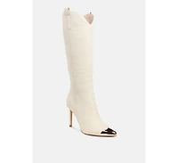 Ridda Metallic Cap Toe Denim Boots