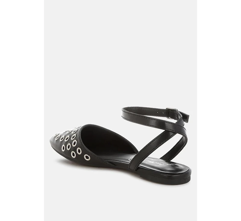 Chalcis Metallic Eyelet Detail Flat Sandals